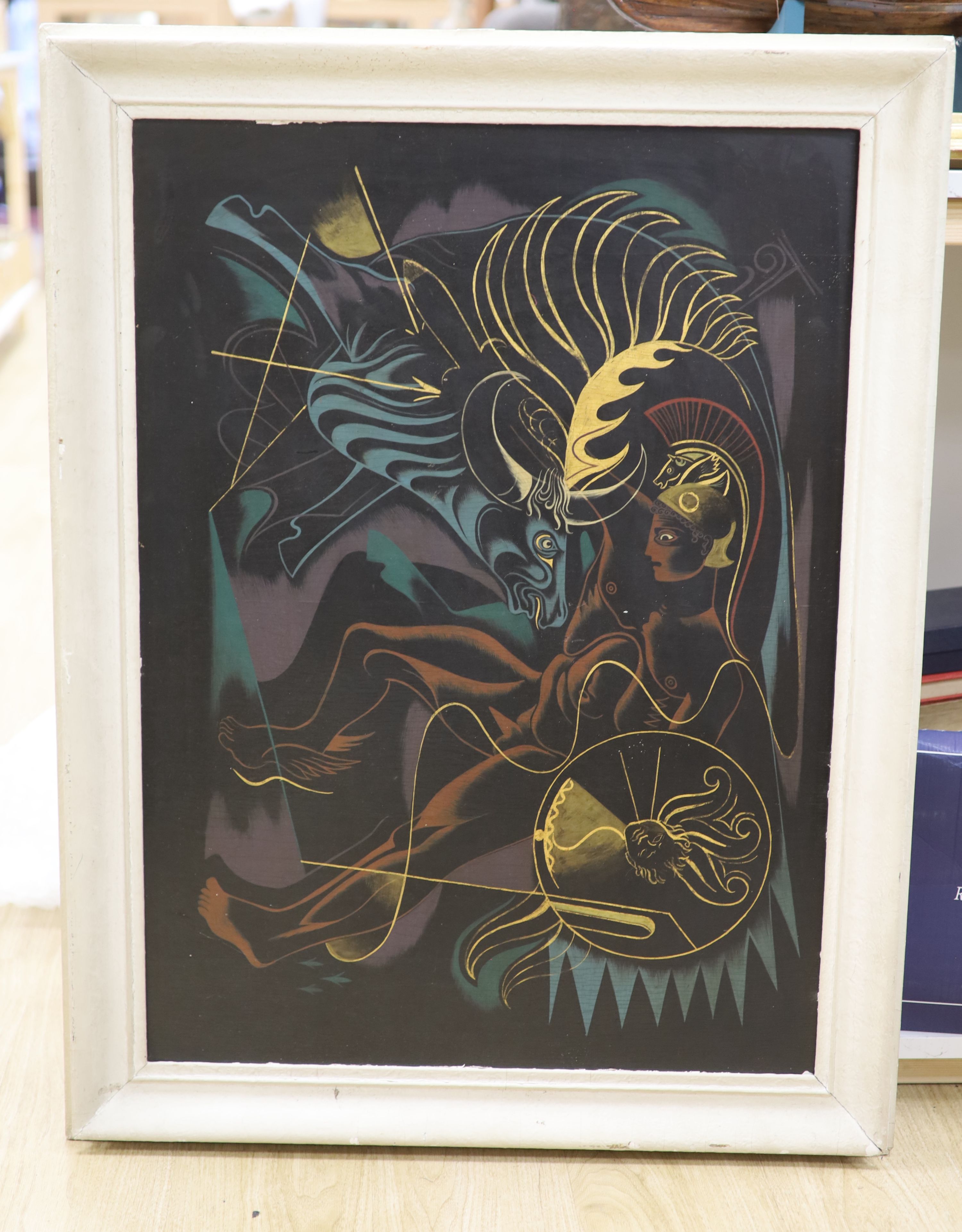 Paul Holmes, oil on board, Theseus and the Minotaur, 86 x 62cm